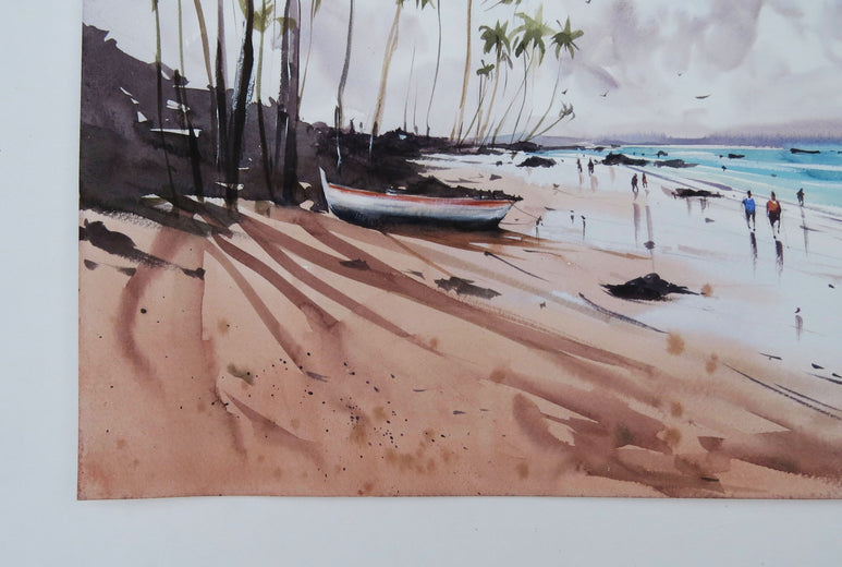 Sunshine and the Palm Trees by Swarup Dandapat |  Side View of Artwork 
