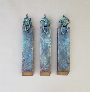 Original art for sale at UGallery.com | Small Beings in Columns (Set of 3) by Yelitza Diaz | $1,700 | mixed media artwork | 20' h x 16' w | photo 3