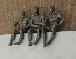Original art for sale at UGallery.com | Small Beings Sitting on Gray by Yelitza Diaz | $875 | mixed media artwork | 12' h x 16' w | photo 4