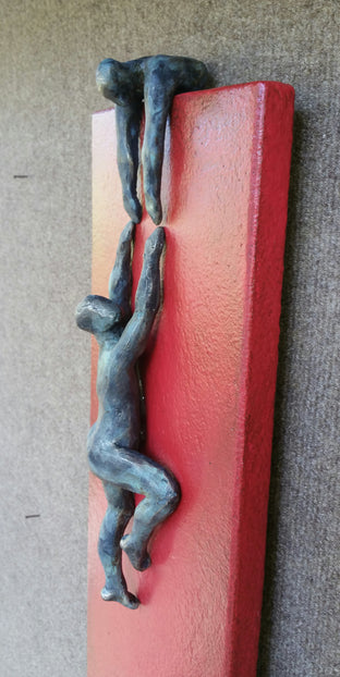 Original art for sale at UGallery.com | U-Climbers on Red by Yelitza Diaz | $925 | mixed media artwork | 26' h x 7.5' w | photo 4