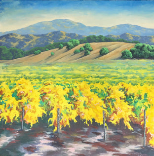 Original art for sale at UGallery.com | Autumn Vineyard by Steven Guy Bilodeau | $2,050 | oil painting | 36' h x 36' w | photo 1