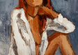 Original art for sale at UGallery.com | His Shirt 8 by Judy Mackey | $300 | oil painting | 8' h x 8' w | thumbnail 4