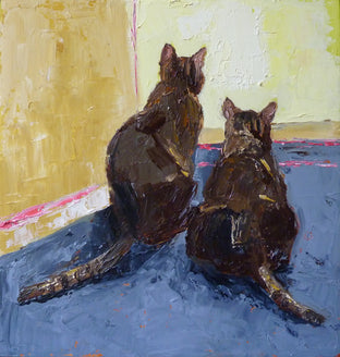 Original art for sale at UGallery.com | Study of Two Cats by Judy Mackey | $300 | oil painting | 8' h x 8' w | photo 1