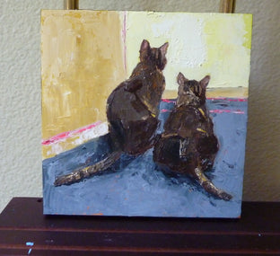 Original art for sale at UGallery.com | Study of Two Cats by Judy Mackey | $300 | oil painting | 8' h x 8' w | photo 3