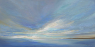 Original art for sale at UGallery.com | Coastal Light by Sheila Finch | $3,225 | oil painting | 24' h x 48' w | photo 1