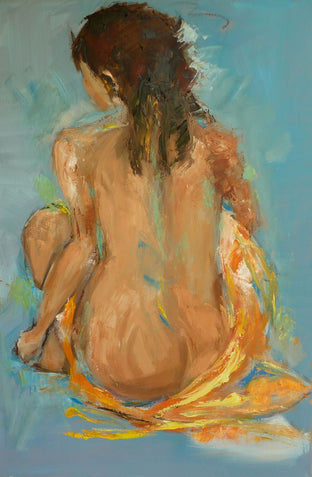 Original art for sale at UGallery.com | Pensive by Judy Mackey | $1,500 | oil painting | 36' h x 24' w | photo 1