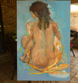 Original art for sale at UGallery.com | Pensive by Judy Mackey | $1,500 | oil painting | 36' h x 24' w | photo 3