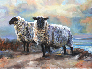 Original art for sale at UGallery.com | Black Faced Sheep, Devon by Jan Fontecchio Perley | $625 | oil painting | 12' h x 16' w | photo 1
