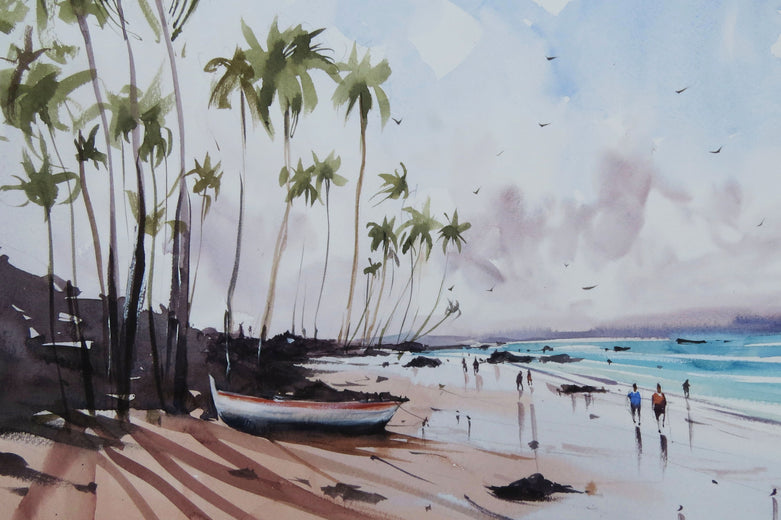 Sunshine and the Palm Trees by Swarup Dandapat |   Closeup View of Artwork 