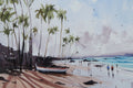 Original art for sale at UGallery.com | Sunshine and the Palm Trees by Swarup Dandapat | $700 | watercolor painting | 13.7' h x 19.7' w | thumbnail 4