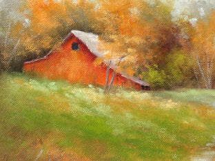 Original art for sale at UGallery.com | Red Barns by Gail Greene | $300 | oil painting | 8' h x 10' w | photo 4
