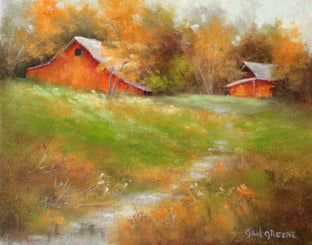 Original art for sale at UGallery.com | Red Barns by Gail Greene | $300 | oil painting | 8' h x 10' w | photo 1