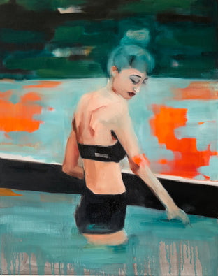 Original art for sale at UGallery.com | The Wading by Malia Pettit | $1,425 | oil painting | 30' h x 24' w | photo 1