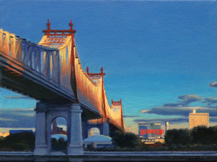 Original art for sale at UGallery.com | 59th Street Bridge at Sunset by Nick Savides | $875 | oil painting | 9' h x 12' w | photo 1