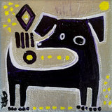 Original art for sale at UGallery.com | Daschund on Silver by Jessica JH Roller | $75 | acrylic painting | 4' h x 4' w | thumbnail 3