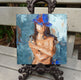 Original art for sale at UGallery.com | Blue Hat by Judy Mackey | $250 | oil painting | 8' h x 8' w | thumbnail 3