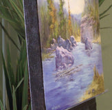 Original art for sale at UGallery.com | Butterscotch Pines by Gail Greene | $425 | oil painting | 16' h x 16' w | thumbnail 2
