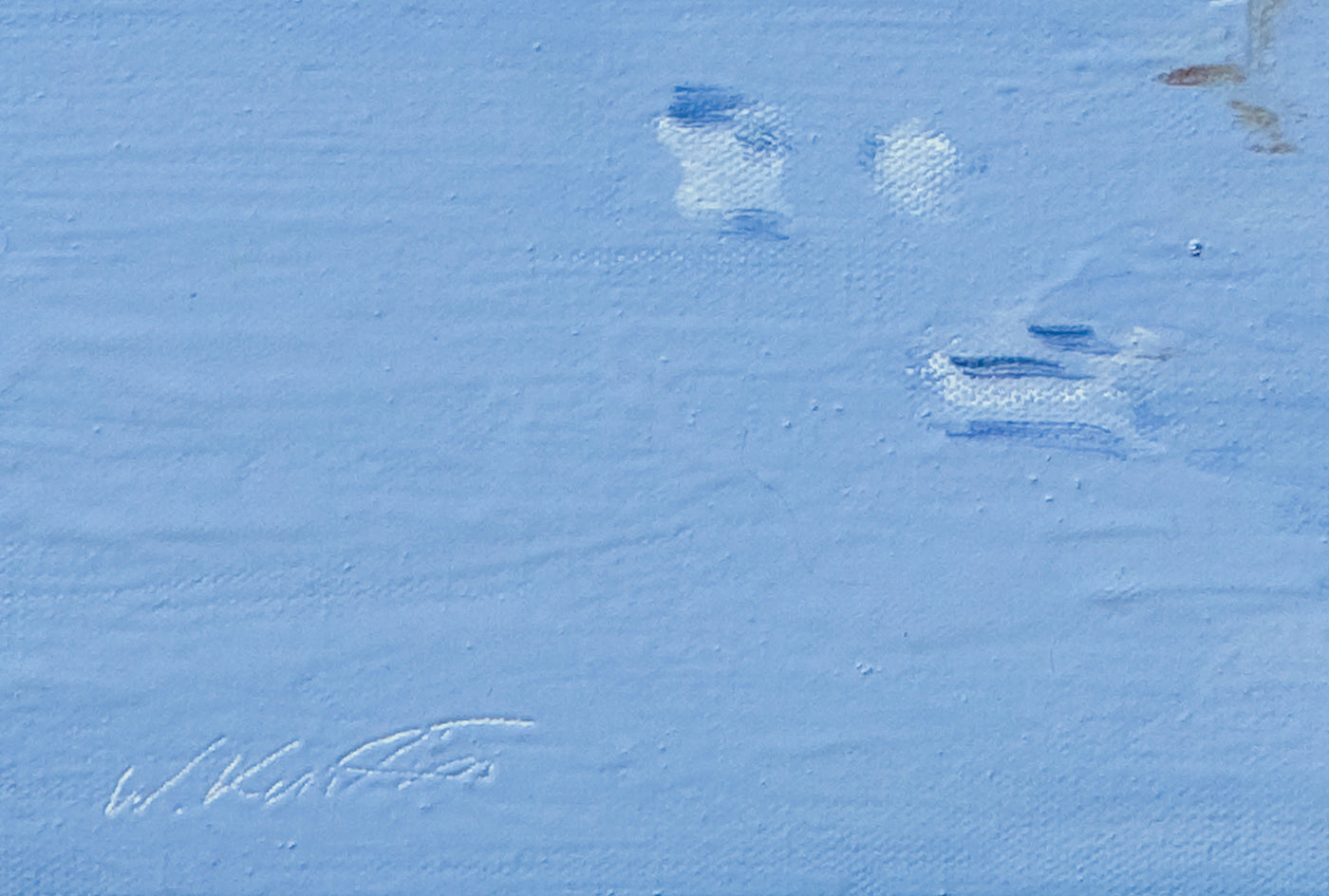 Orange Umbrella In Paris Rain by Warren Keating |  Side View of Artwork 