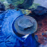 Original art for sale at UGallery.com | Hat And Orange Umbrella In The Paris Rain by Warren Keating | $700 | oil painting | 14' h x 11' w | thumbnail 2