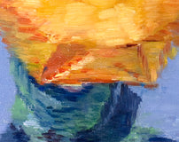 Original art for sale at UGallery.com | Hat And Orange Umbrella In The Paris Rain by Warren Keating | $700 | oil painting | 14' h x 11' w | thumbnail 3