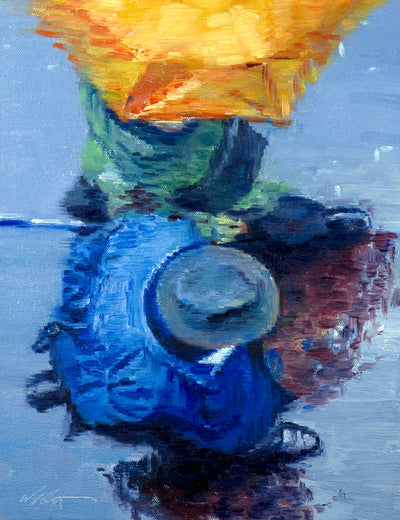 Hat And Orange Umbrella In The Paris Rain by Warren Keating |  Artwork Main Image 