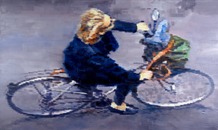 Hotelier On Bicycle In Paris by Warren Keating |  Artwork Main Image 