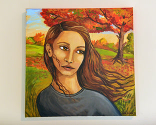 Original art for sale at UGallery.com | Autumn Breeze by Kira Yustak | $750 | acrylic painting | 20' h x 20' w | photo 3