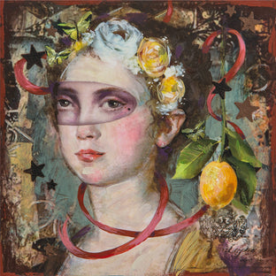 Original art for sale at UGallery.com | Behind the Mask by Darlene McElroy | $350 | mixed media artwork | 8' h x 8' w | photo 1