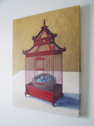 Original art for sale at UGallery.com | The Bluebird Will Return by Jennifer Ross | $900 | acrylic painting | 30' h x 24' w | photo 2