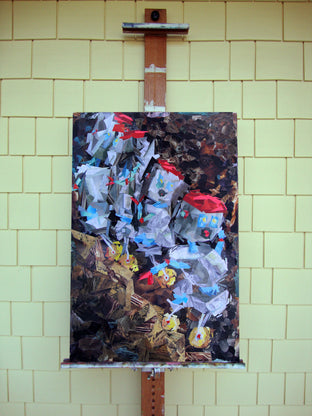Original art for sale at UGallery.com | Bot Descending a Staircase by Diane Flick | $2,800 | mixed media artwork | 36' h x 24' w | photo 3