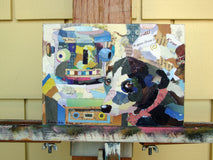 Original art for sale at UGallery.com | Bots Best Friend by Diane Flick | $475 | mixed media artwork | 5' h x 7' w | thumbnail 2
