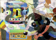 Original art for sale at UGallery.com | Bots Best Friend by Diane Flick | $475 | mixed media artwork | 5' h x 7' w | thumbnail 1