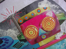 Original art for sale at UGallery.com | Bot's First Bath by Diane Flick | $1,275 | mixed media artwork | 12' h x 16' w | thumbnail 4