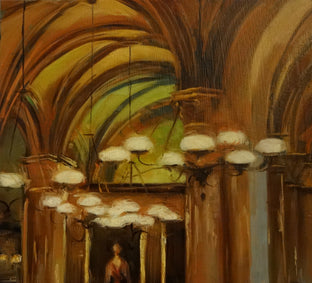 Original art for sale at UGallery.com | Cafe Central by Jonelle Summerfield | $675 | oil painting | 20' h x 16' w | photo 4