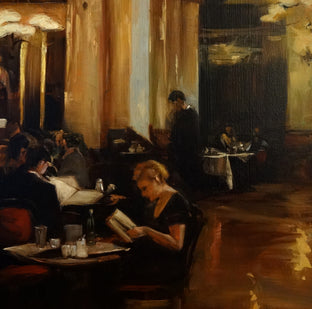 Original art for sale at UGallery.com | Cafe Central by Jonelle Summerfield | $675 | oil painting | 20' h x 16' w | photo 3