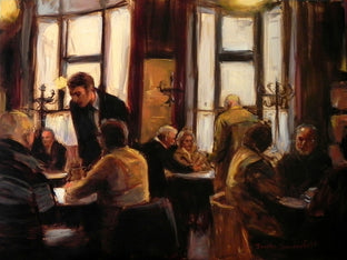 Original art for sale at UGallery.com | Cafe Hawelka V by Jonelle Summerfield | $700 | oil painting | 12' h x 16' w | photo 1