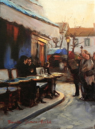 Original art for sale at UGallery.com | Cafe in Montmartre II by Jonelle Summerfield | $450 | oil painting | 12' h x 9' w | photo 1