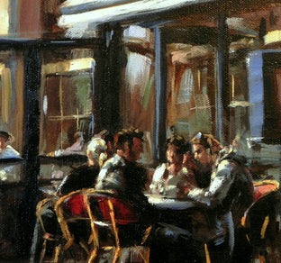 Original art for sale at UGallery.com | Cafe in Paris II by Jonelle Summerfield | $400 | oil painting | 9' h x 12' w | photo 4