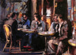 Original art for sale at UGallery.com | Cafe in Paris by Jonelle Summerfield | $400 | oil painting | 9' h x 12' w | thumbnail 1