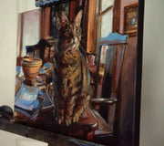 Original art for sale at UGallery.com | Cat on a Messy Table by Jonelle Summerfield | $550 | oil painting | 11' h x 14' w | thumbnail 2