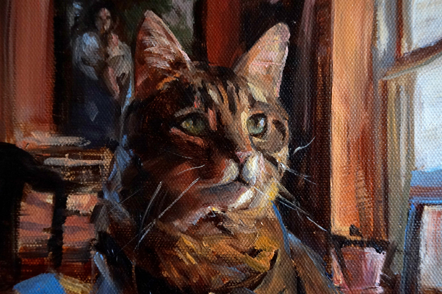 Cat on a Messy Table by Jonelle Summerfield |  Context View of Artwork 
