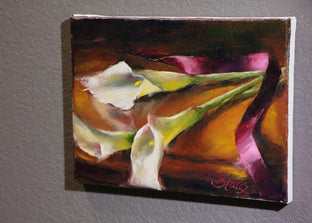 Original art for sale at UGallery.com | Calla Lilies in White by Pamela Blaies | $400 | oil painting | 9' h x 12' w | photo 3