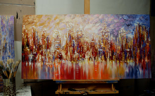 Original art for sale at UGallery.com | NYC Expectations by Tatiana Iliina | $3,075 | acrylic painting | 24' h x 48' w | photo 3