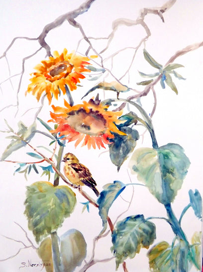 Yellowhammer and Sunflowers by Suren Nersisyan | Artwork Main Image
