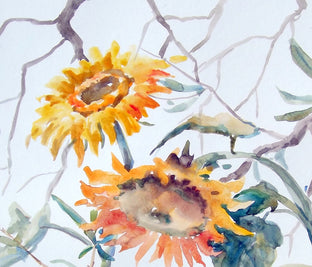 Yellowhammer and Sunflowers by Suren Nersisyan |  Context View of Artwork 