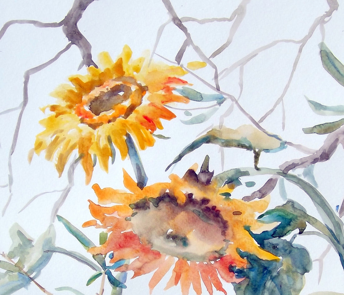 Yellowhammer and Sunflowers by Suren Nersisyan |  Context View of Artwork 