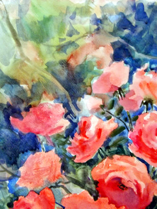 Original art for sale at UGallery.com | Roses after the Rain by Suren Nersisyan | $450 | watercolor painting | 24' h x 18' w | photo 4