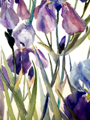 Original art for sale at UGallery.com | Irises from the Garden by Suren Nersisyan | $450 | watercolor painting | 24' h x 18' w | photo 3