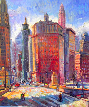 Original art for sale at UGallery.com | Chicago Noon by Suren Nersisyan | $600 | oil painting | 24' h x 20' w | photo 1