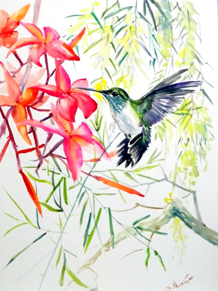 Original art for sale at UGallery.com | Hummingbird by Suren Nersisyan | $605 | watercolor painting | 30' h x 24' w | photo 1